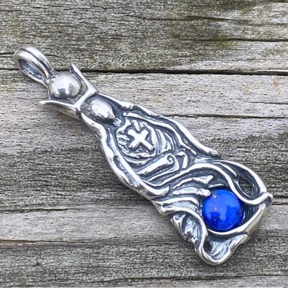 High Priestess Tarot pendant .925 Sterling Silver w/ genuine Lapis Lazuli USA - Picture 6 of 11